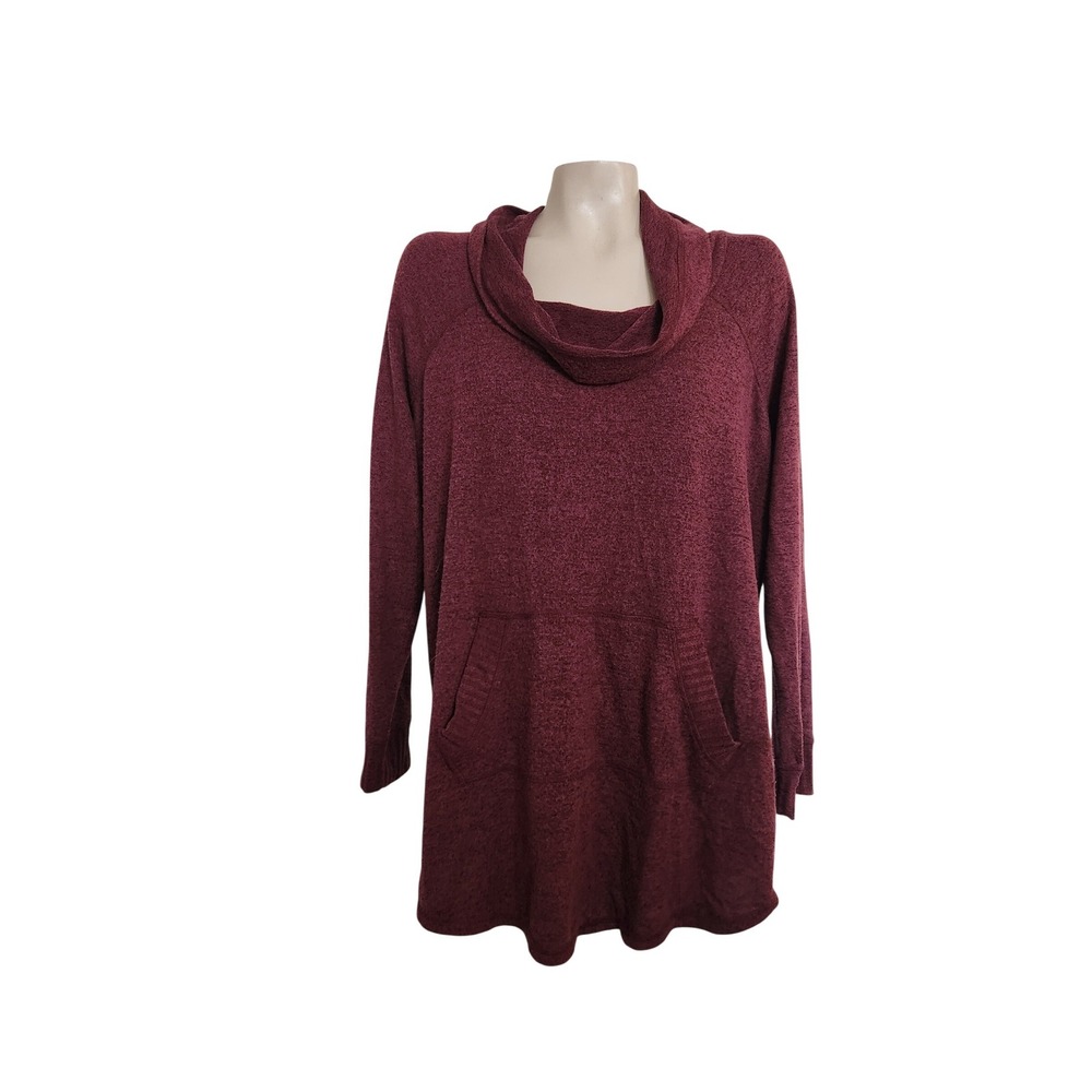 Torrid Super Soft Plush‎ Cowl Neck Tunic Sweater Burgundy Heathered Size 1 XL